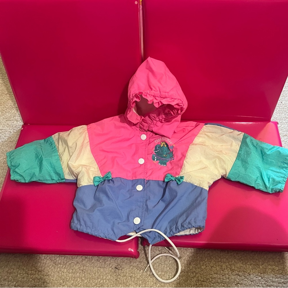 Vintage OshKosh B/gosh Girls Windbreaker Jacket 18 Months M